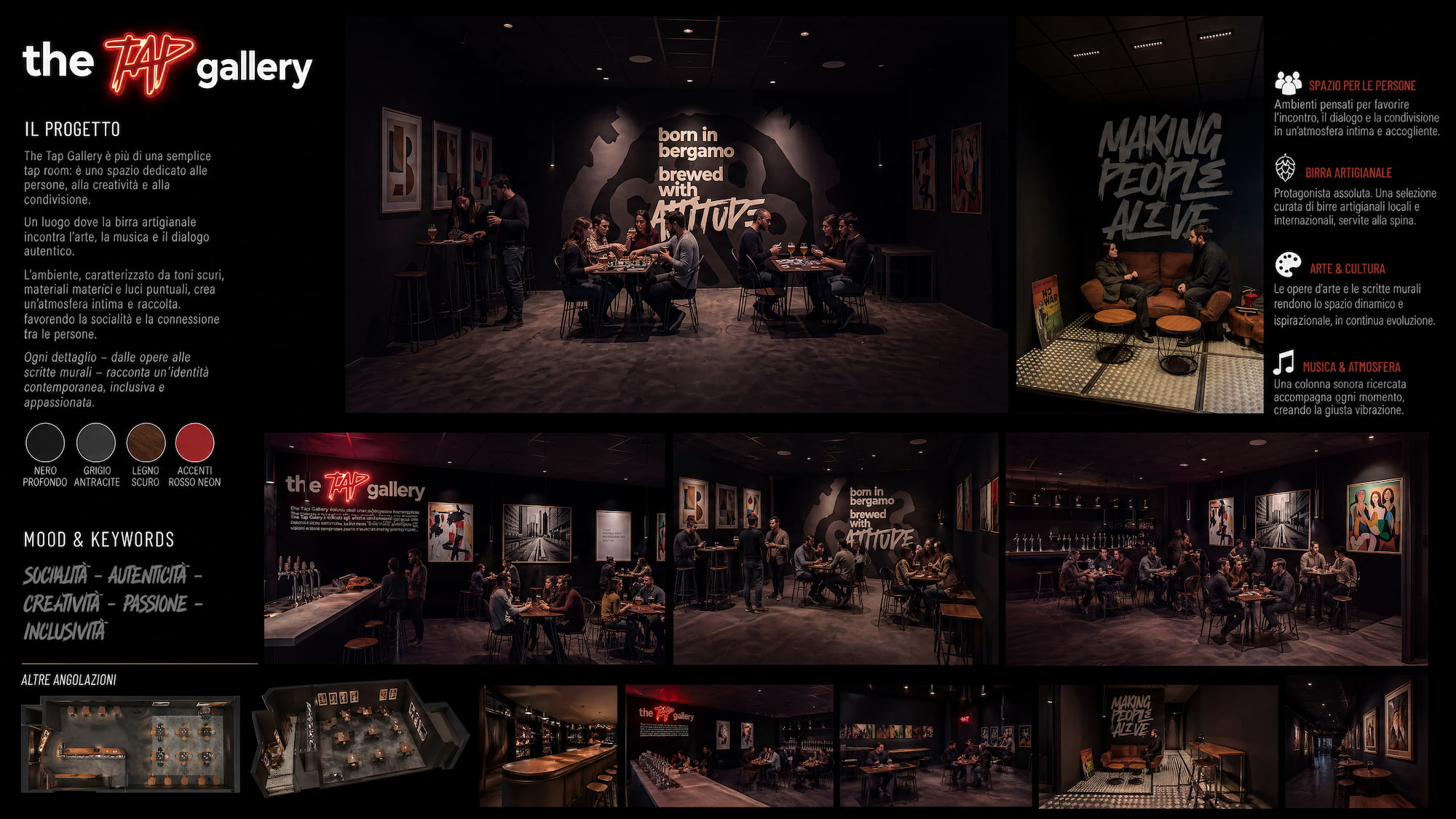 The Tap Gallery — concept e angolazioni dell'allestimento.