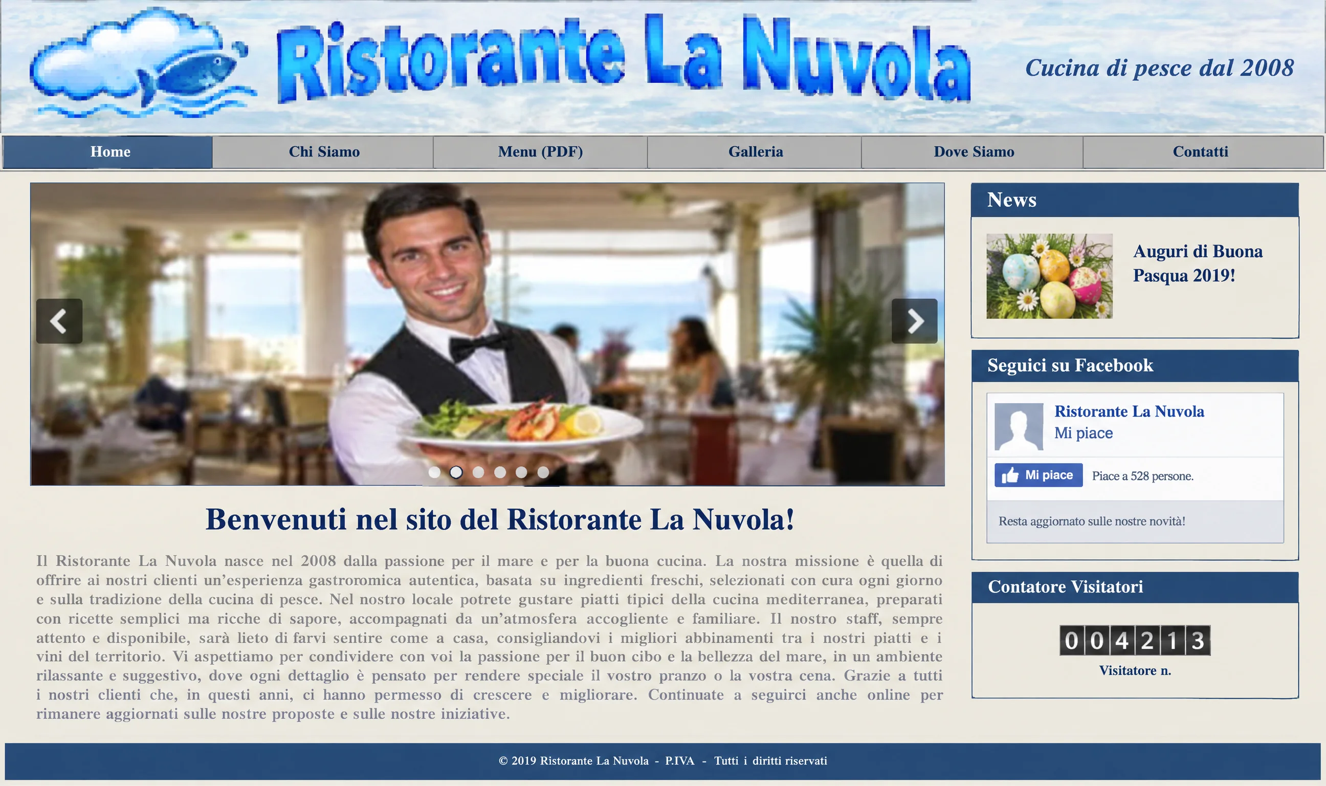 Versione prima: vecchio sito del ristorante La Nuvola